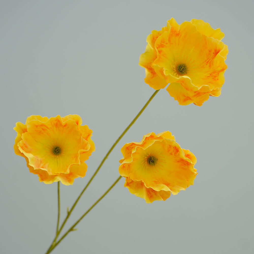 Artificial 3-headed poppy flowers