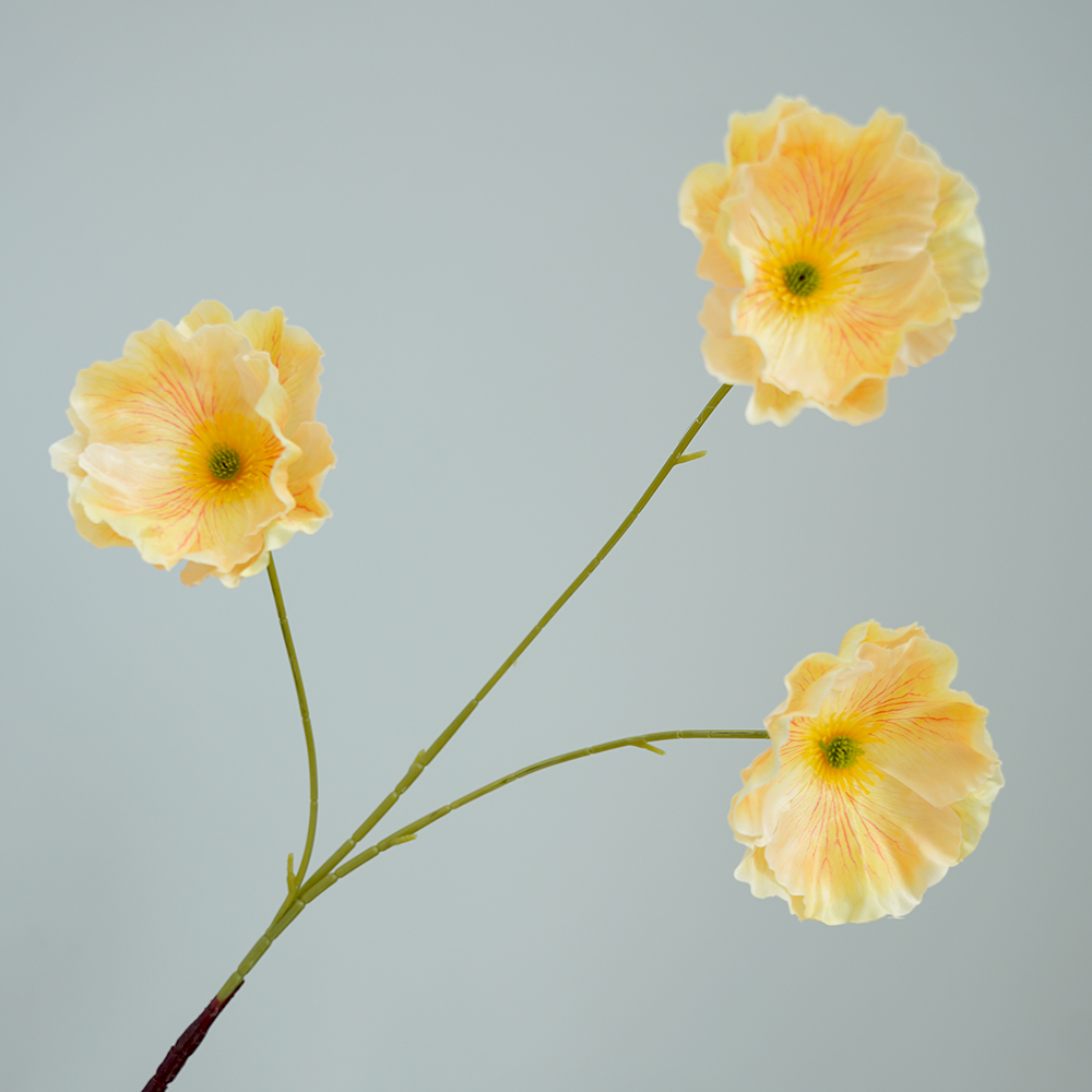 Artificial 3-headed poppy flowers
