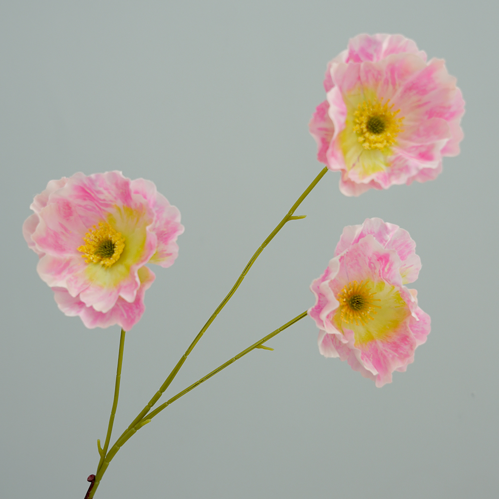 Artificial 3-headed poppy flowers