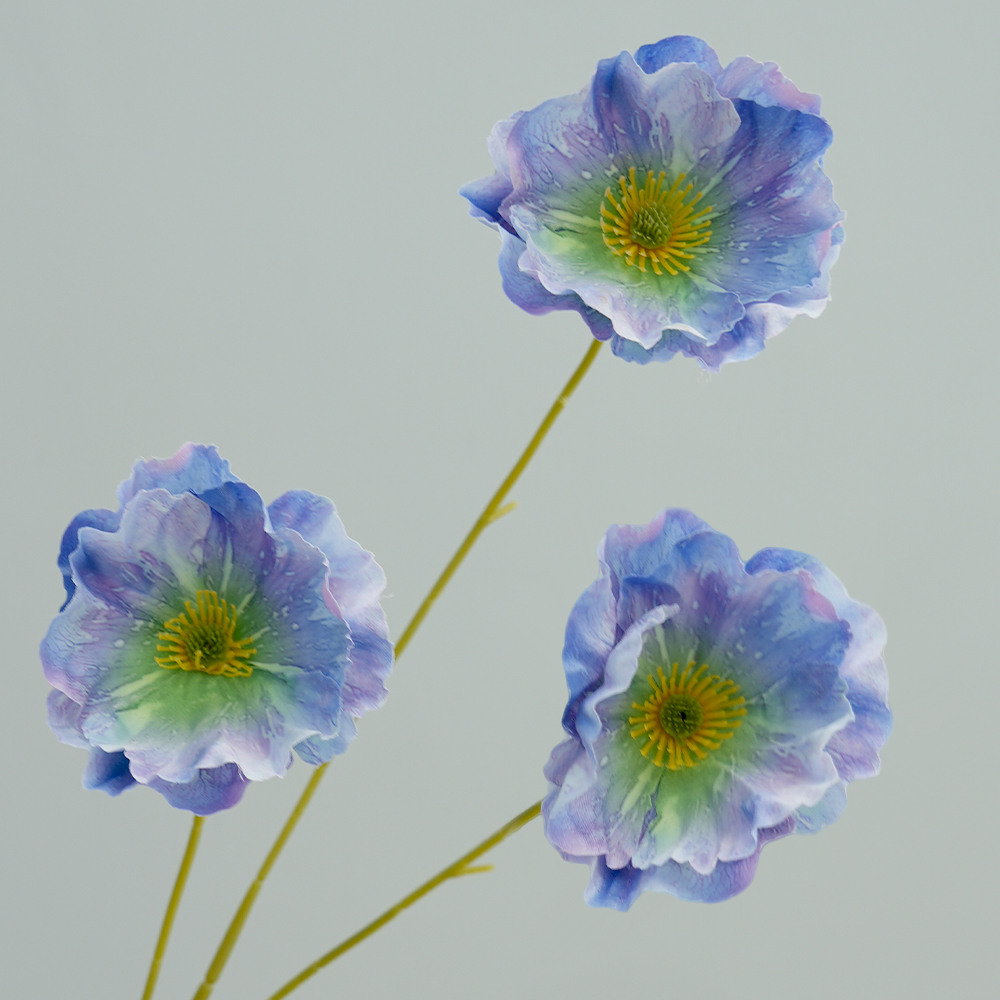 Artificial 3-headed poppy flowers