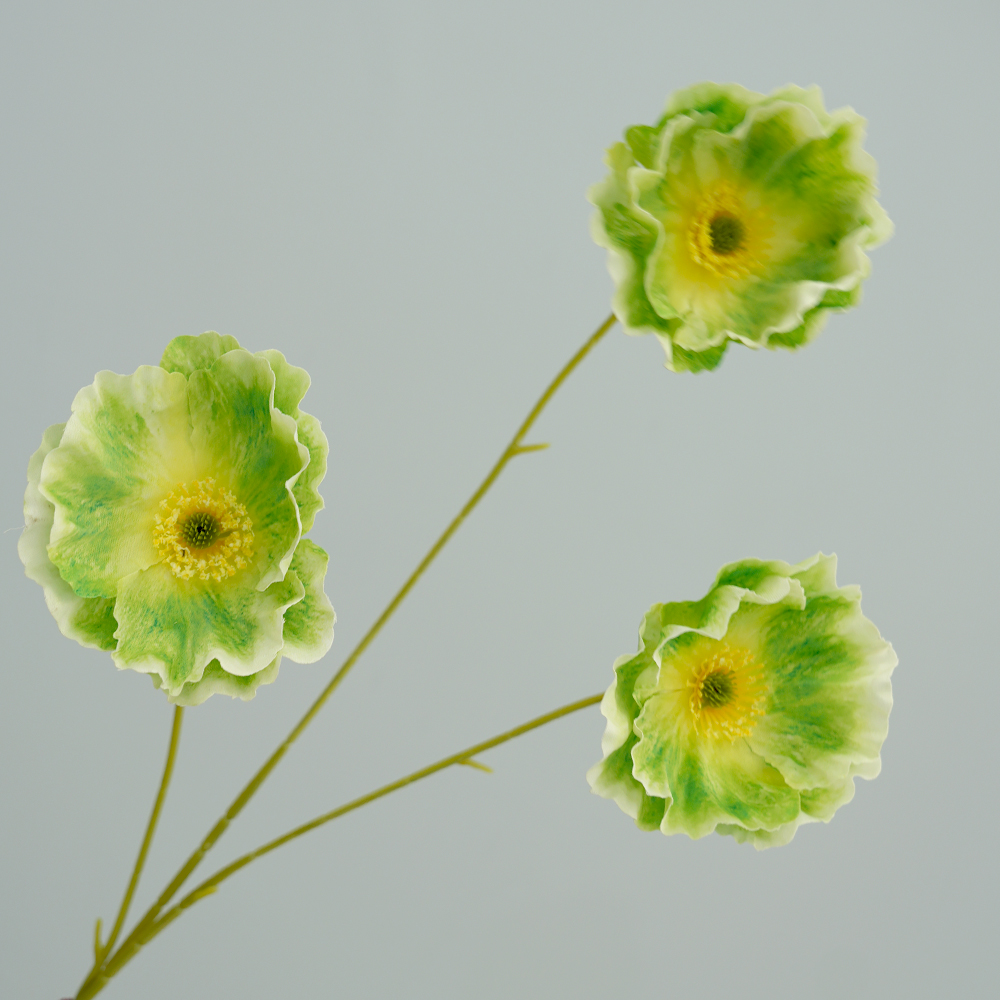 Artificial 3-headed poppy flowers