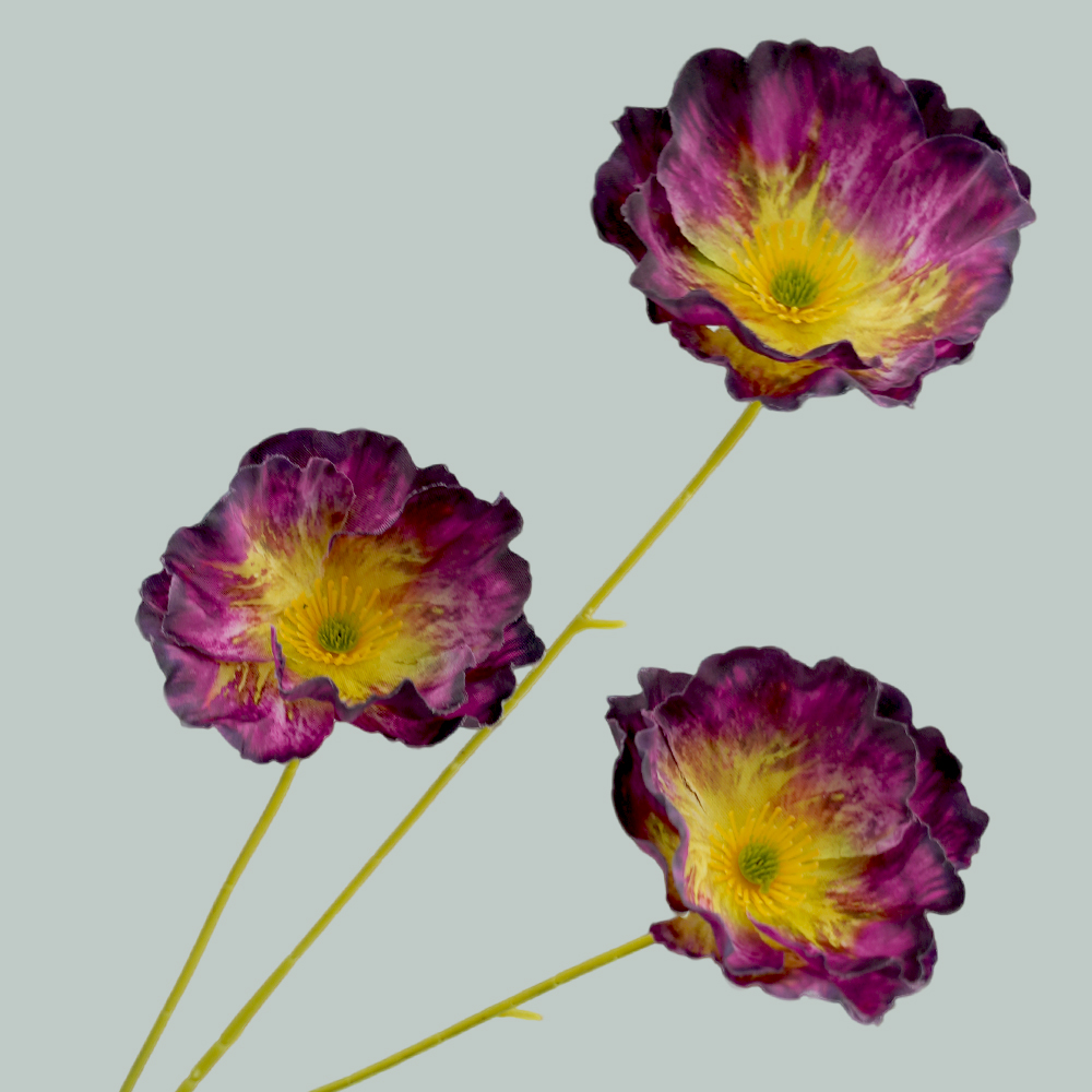 Artificial 3-headed poppy flowers