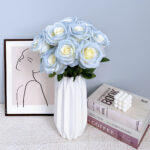 Rose Artificial Flowers Real Touch Ice Blue