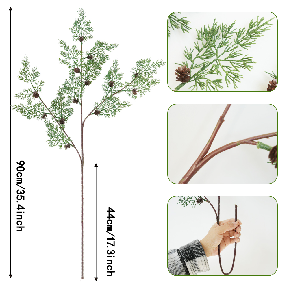 Artificial pine branches with pine cones