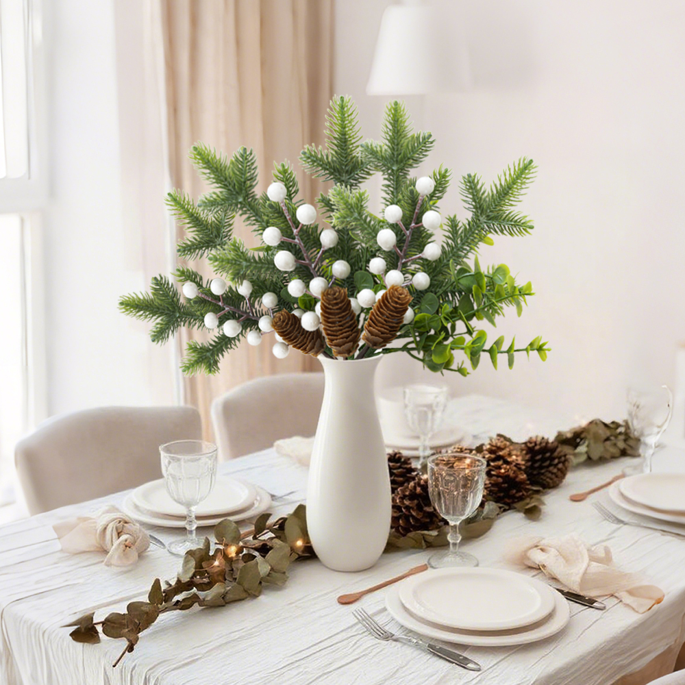 8 Artificial Pine Branch Cone Berry
