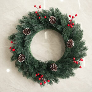 Christmas wreath pine needle red fruit pine cone