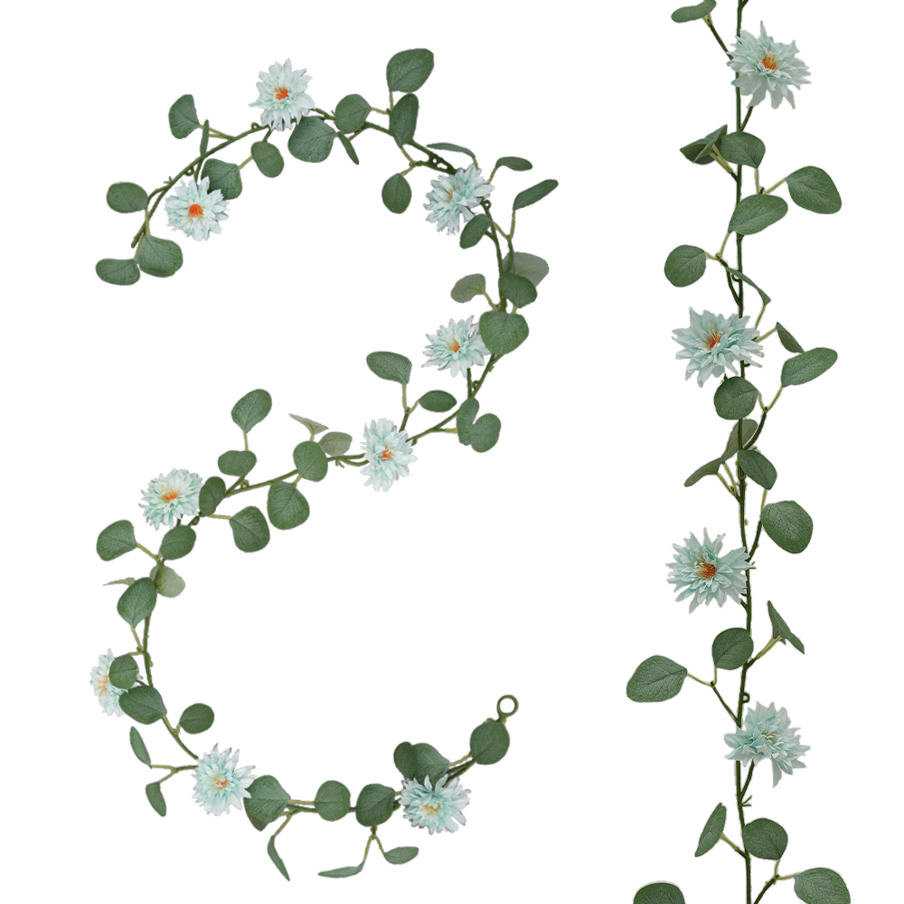 Artificial Eucalyptus Pine Needle Orange Flowers