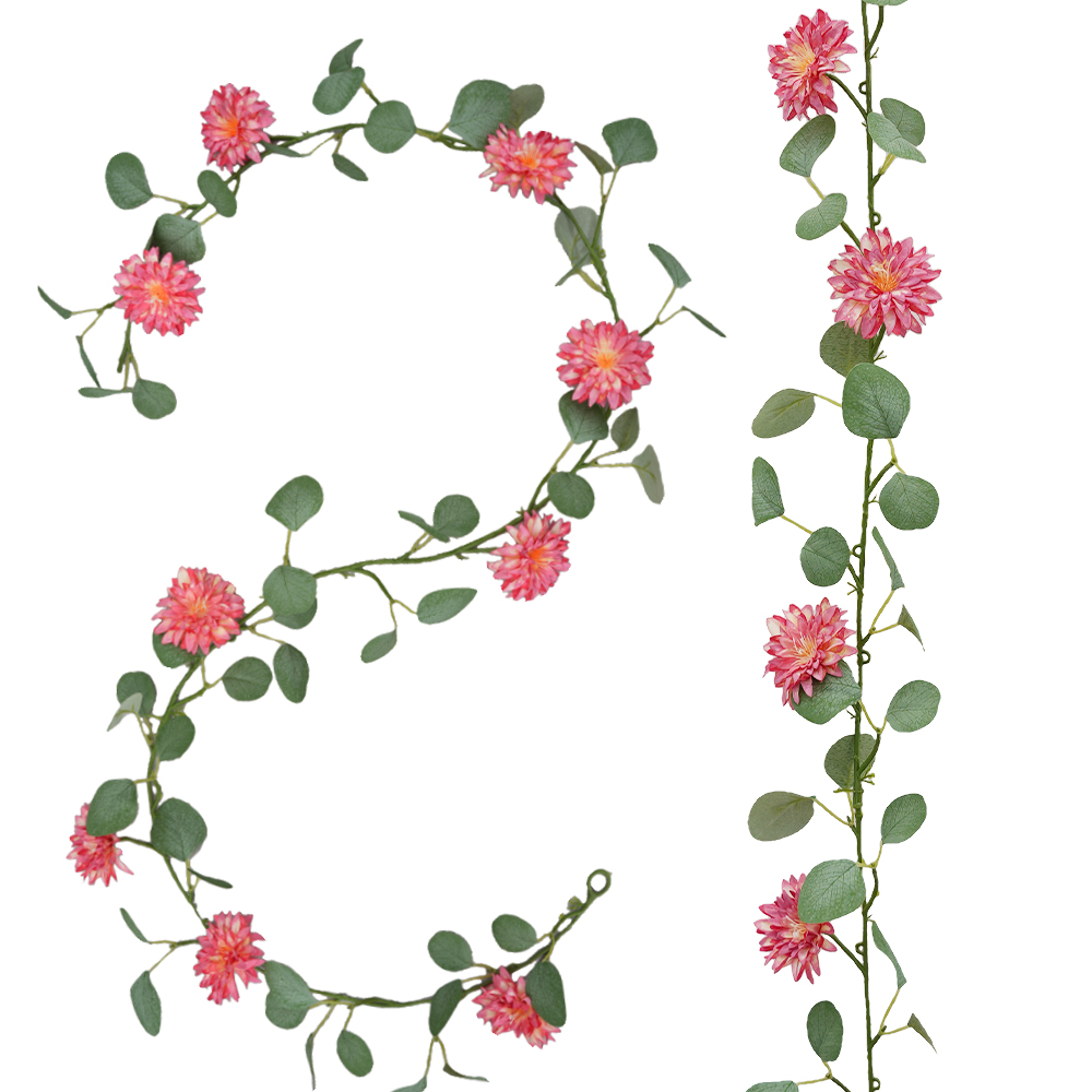 Artificial Eucalyptus Pine Needle Orange Flowers