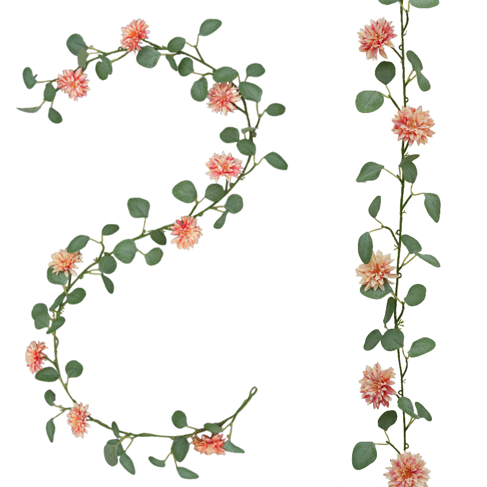 Artificial Eucalyptus Pine Needle Orange Flowers