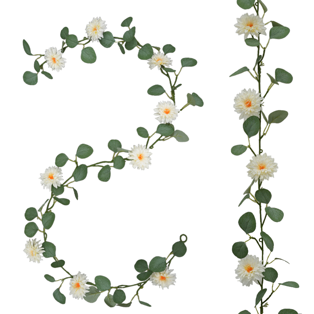 Artificial Eucalyptus Pine Needle Orange Flowers