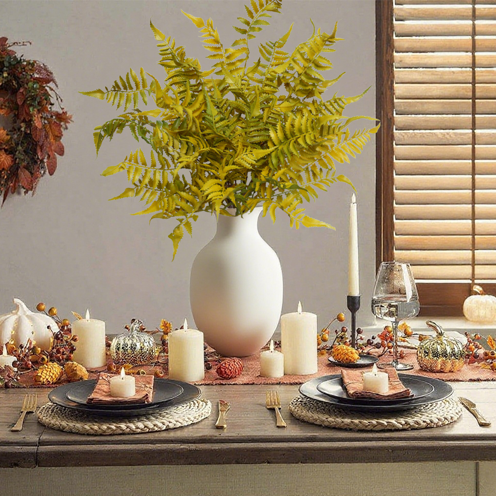 Artificial autumn fern leaves