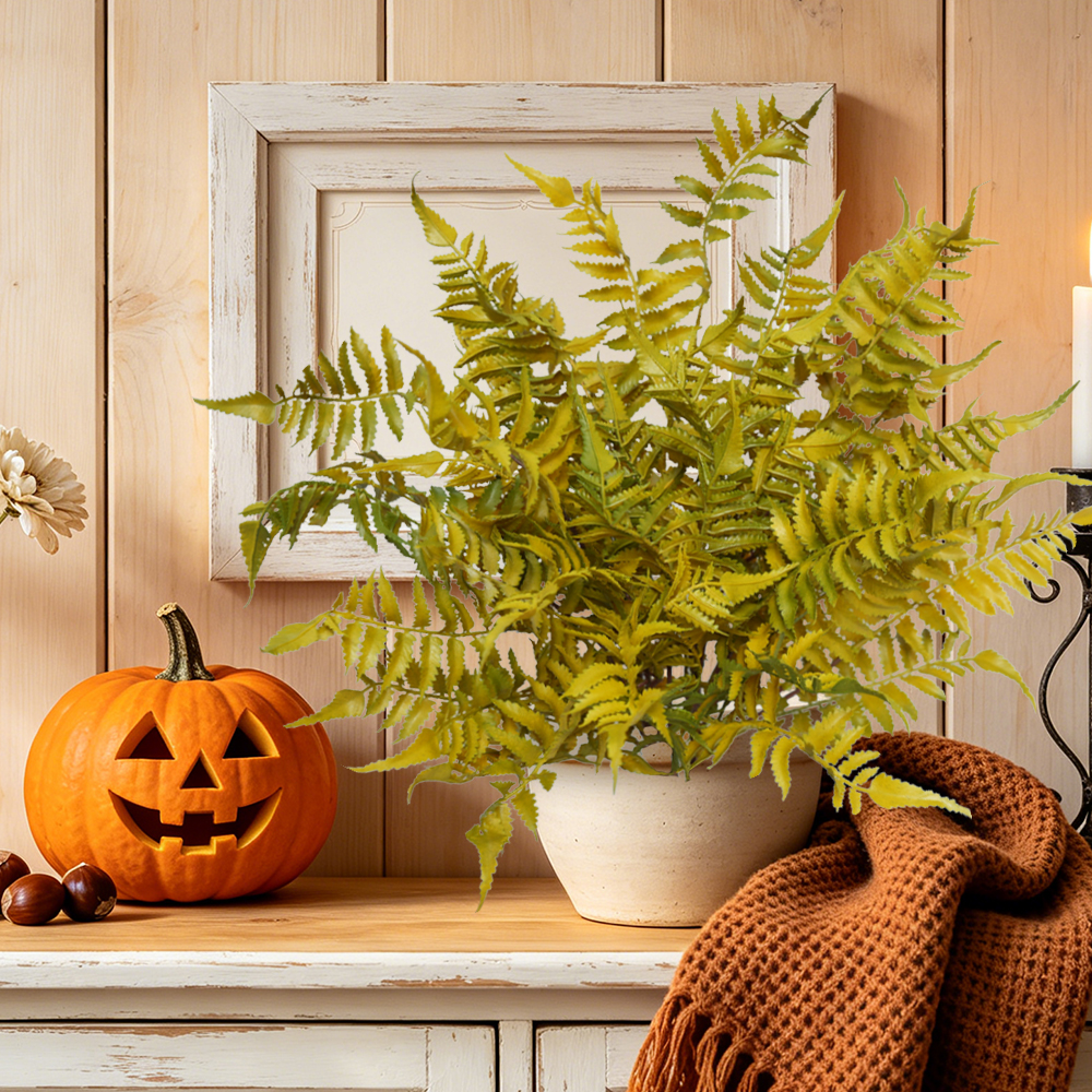Artificial autumn fern leaves