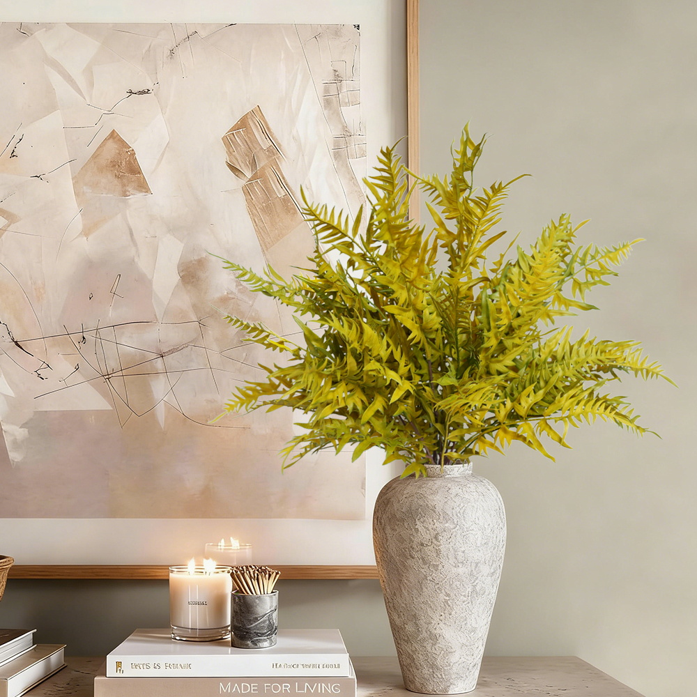 Artificial autumn fern leaves