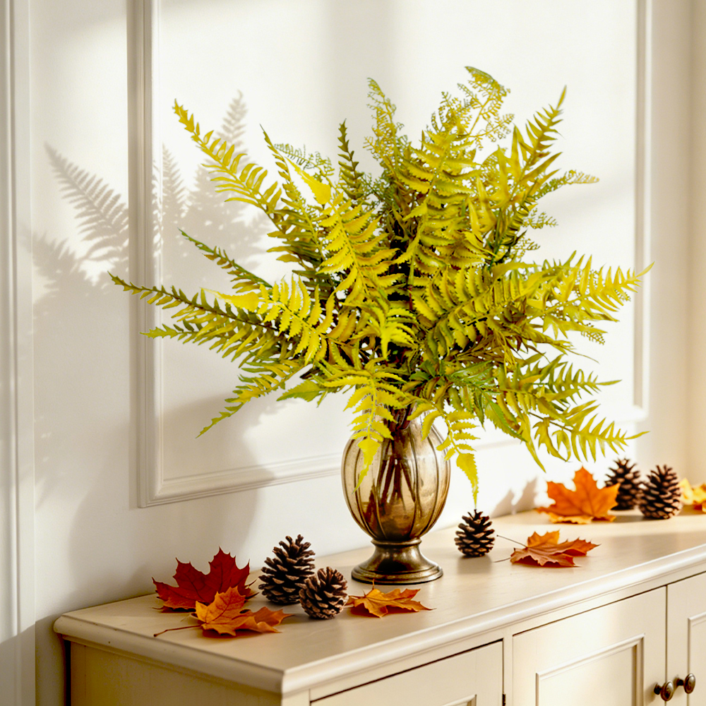 16 Artificial autumn fern leaves