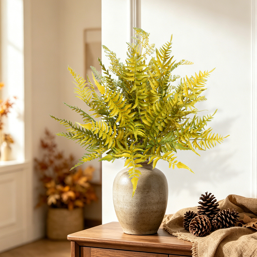 16 Artificial autumn fern leaves