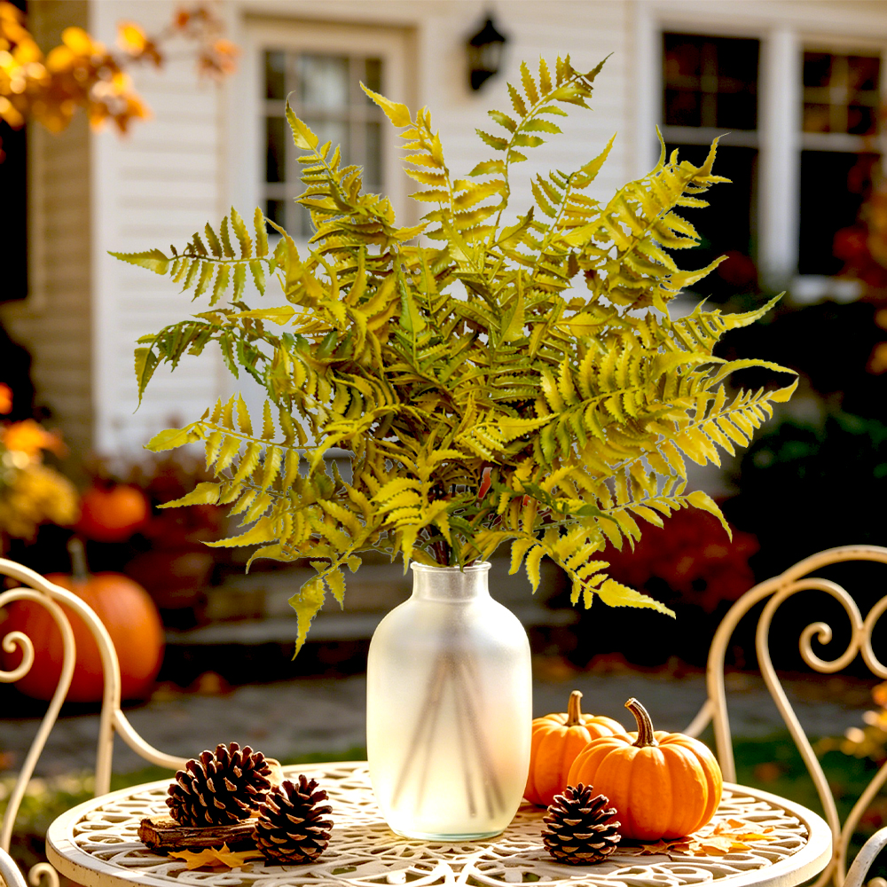 16 Artificial autumn fern leaves